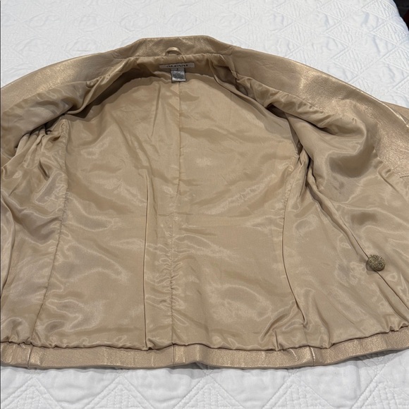 Alfani Metallic Champagne 100% Leather Jacket Size Small extra button - Picture 14 of 16